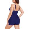 Ocean Blues Women’s Plus Size Boyleg One Piece Bathing Suit Tummy Control Retro One Piece Swimsuit(Navy Blue)