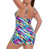 Ocean Blues Women’s Plus Size Boyleg One Piece Bathing Suit Tummy Control Retro One Piece Swimsuit(Neon Striped)
