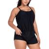 Ocean Blues Women’s Plus Size One Piece Bathing Suit Romper Style Loose Fit Swimsuit(Black)