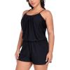 Ocean Blues Women’s Plus Size One Piece Bathing Suit Romper Style Loose Fit Swimsuit(Black)
