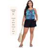 Ocean Blues Women’s Plus Size One Piece Bathing Suit Romper Style Loose Fit Swimsuit(Multi Floral+black)