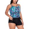 Ocean Blues Women’s Plus Size One Piece Bathing Suit Romper Style Loose Fit Swimsuit(Multi Floral+black)