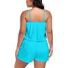 Ocean Blues Women’s Plus Size One Piece Bathing Suit Romper Style Loose Fit Swimsuit(Sky Blue)