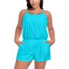 Ocean Blues Women’s Plus Size One Piece Bathing Suit Romper Style Loose Fit Swimsuit(Sky Blue)