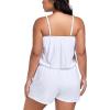 Ocean Blues Women’s Plus Size One Piece Bathing Suit Romper Style Loose Fit Swimsuit(White)