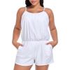 Ocean Blues Women’s Plus Size One Piece Bathing Suit Romper Style Loose Fit Swimsuit(White)