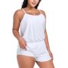 Ocean Blues Women’s Plus Size One Piece Bathing Suit Romper Style Loose Fit Swimsuit(White)