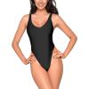 Ocean Blues Women’s Sexy Thong One Piece Swimsuit High Cut Adjustable One Piece Bathing Suits(A-black)