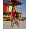 Ocean Blues Women’s Sexy Thong One Piece Swimsuit High Cut Adjustable One Piece Bathing Suits(Dark Red)