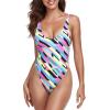 Ocean Blues Women’s Sexy Thong One Piece Swimsuit High Cut Adjustable One Piece Bathing Suits(Multicolor)