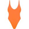 Ocean Blues Women’s Sexy Thong One Piece Swimsuit High Cut Adjustable One Piece Bathing Suits(Neon Orange)