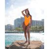 Ocean Blues Women’s Sexy Thong One Piece Swimsuit High Cut Adjustable One Piece Bathing Suits(Neon Orange)