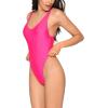 Ocean Blues Women’s Sexy Thong One Piece Swimsuit High Cut Adjustable One Piece Bathing Suits(Rose Red)