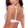 Ocean Blues Women’s Underwire Bikini Tops Retro Push Up Bathing Suit Top(White)