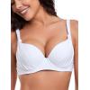Ocean Blues Women’s Underwire Bikini Tops Retro Push Up Bathing Suit Top(White)