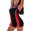 Ocean Blues Women’s Boyshort Swimsuit with Built-in Bra Active One Piece Bathing Suit Modest Athletic Swimwear(Red)