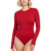 Ocean Blues Women’s Lond Sleeves One Piece Bathing Suit Sun Protection Swimwear UV UPF 50+ Rash Guard Zipper Swimsuit(Red)