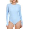 Ocean Blues Women’s Lond Sleeves One Piece Bathing Suit Sun Protection Swimwear UV UPF 50+ Rash Guard Zipper Swimsuit(Sea Blue)