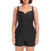 Ocean Blues Women’s Plus Size Boyleg One Piece Bathing Suit Tummy Control Retro One Piece Swimsuit(Black Polka Dot)