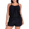 Ocean Blues Women’s Plus Size One Piece Bathing Suit Romper Style Loose Fit Swimsuit(Black)
