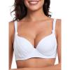 Ocean Blues Women’s Underwire Bikini Tops Retro Push Up Bathing Suit Top(White)