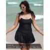Ocean Blues Women’s Plus Size Color-Blocked U Neck Tankini Top Tummy Control Bathing Suit(Black)