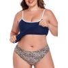 Ocean Blues Women’s Plus Size Color-Blocked U Neck Tankini Top Tummy Control Bathing Suit(Navy Blue)