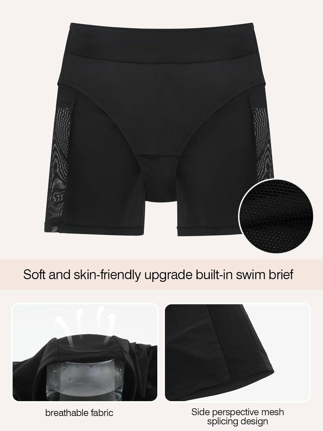 image:imageOcean Blues Womens 5 High Waisted Swim Shorts Mesh Sides Board ShortsBlack
