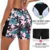 Ocean Blues Women’s 5″ High Waisted Swim Shorts Mesh Sides Board Shorts(Coconut Tree)