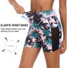 Ocean Blues Women’s 5″ High Waisted Swim Shorts Mesh Sides Board Shorts(Coconut Tree)