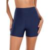 Ocean Blues Women’s 5″ High Waisted Swim Shorts Mesh Sides Board Shorts(Navy Blue)