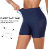 Ocean Blues Women’s 5″ High Waisted Swim Shorts Mesh Sides Board Shorts(Navy Blue)
