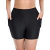 Ocean Blues Women’s 5″ Plus Size High Waisted Swim Shorts with Pockets Board Shorts(Black)