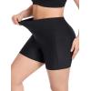 Ocean Blues Women’s 5″ Plus Size High Waisted Swim Shorts with Pockets Board Shorts(Black)
