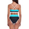 Ocean Blues Women’s High Waisted Bikini Set Color Block Two Piece Bathing Suits(Blue)
