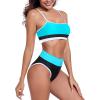 Ocean Blues Women’s High Waisted Bikini Set Color Block Two Piece Bathing Suits(Blue)