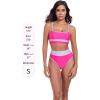 Ocean Blues Women’s High Waisted Bikini Set Color Block Two Piece Bathing Suits(Hot Pink)