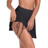Ocean Blues Women’s High Waisted Mesh Swim Skirt Ruched Side Adjustable Skirted Built-in Briefs(Black)