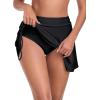 Ocean Blues Women’s High Waisted Mesh Swim Skirt Ruched Side Adjustable Skirted Built-in Briefs(Black)