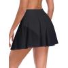 Ocean Blues Women’s High Waisted Mesh Swim Skirt Ruched Side Adjustable Skirted Built-in Briefs(Black)