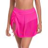 Ocean Blues Women’s High Waisted Mesh Swim Skirt Ruched Side Adjustable Skirted Built-in Briefs(Hot Pink)