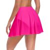 Ocean Blues Women’s High Waisted Mesh Swim Skirt Ruched Side Adjustable Skirted Built-in Briefs(Hot Pink)
