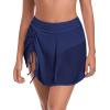 Ocean Blues Women’s High Waisted Mesh Swim Skirt Ruched Side Adjustable Skirted Built-in Briefs(Navy Blue)