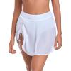 Ocean Blues Women’s High Waisted Mesh Swim Skirt Ruched Side Adjustable Skirted Built-in Briefs(White)