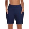 Ocean Blues Women’s 7″ Board Shorts with Liner Quick Dry High Waisted Swim Shorts(Navy Blue)