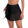 Ocean Blues Women’s High Waisted Mesh Swim Skirt Ruched Side Adjustable Skirted Built-in Briefs(Black)