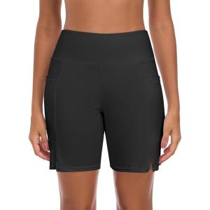 Ocean Blues Women’s 7″ Board Shorts with Liner Quick Dry High Waisted Swim Shorts(Black)