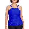 Ocean Blues Women’s Plus Size Tankini Top Only High Neck Tankini Bathing Suit Top