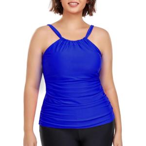 Ocean Blues Women’s Plus Size Tankini Top Only High Neck Tankini Bathing Suit Top