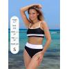 Ocean Blues Women’s High Waisted Bikini Set Color Block Two Piece Bathing Suits(Black)